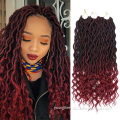 Synthetic Braiding Ombre Curly Loc Extension Gray Braids Faux Braided Goddess Crochet Hair River Locs